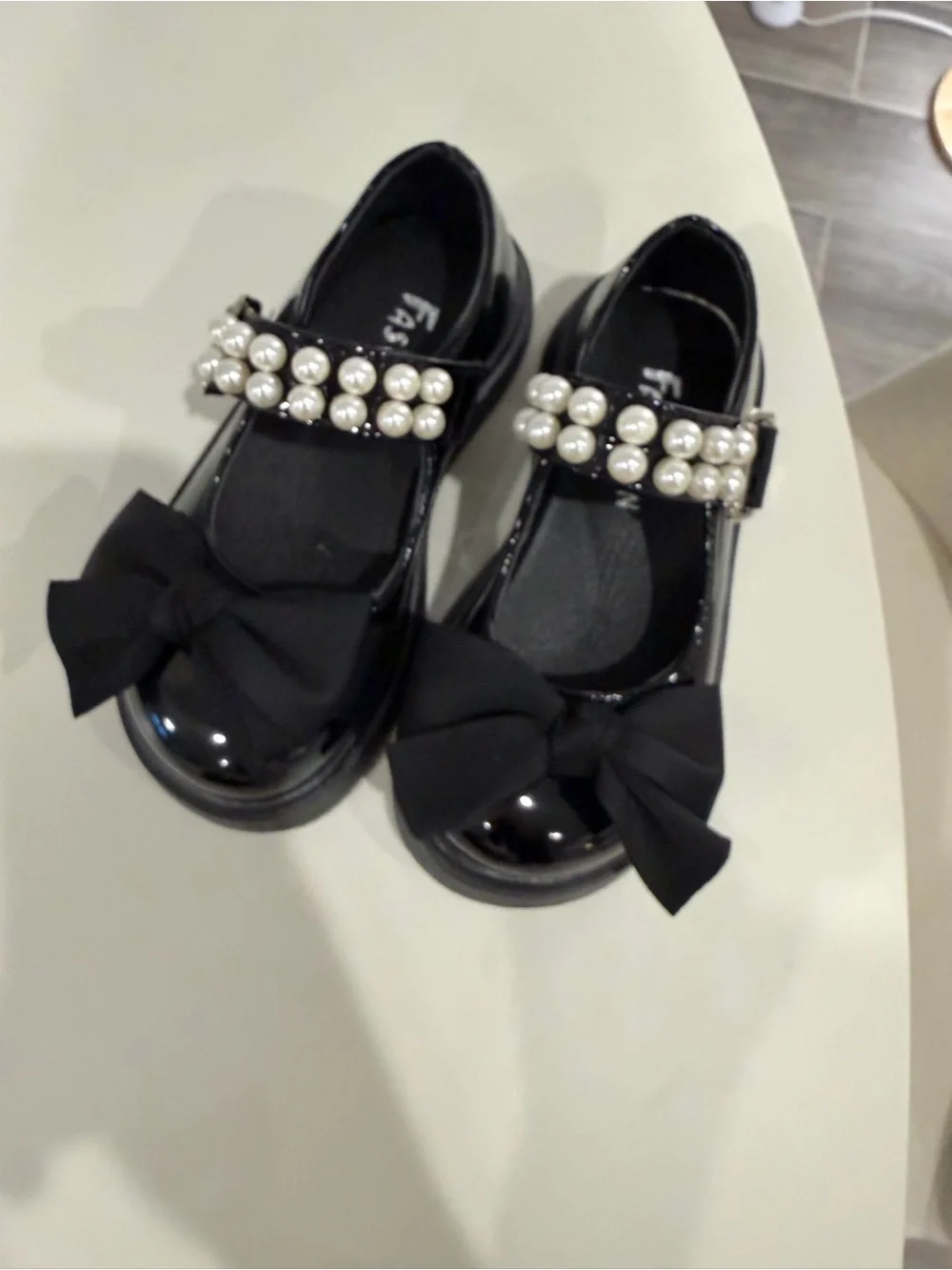 Black Pearl-Accent Girls' Mary Jane Shoes